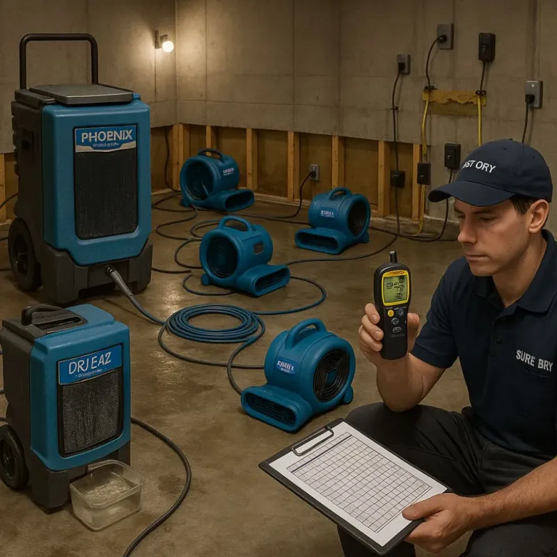 Structural Drying and Dehumidification process in Pooler, GA